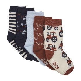 Bild på MINYMO 5-pack mönstrade strumpor (Brun/Beige)