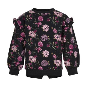 Bild på MINYMO Blommig Tröja (Svart/Rosa) Strl 110