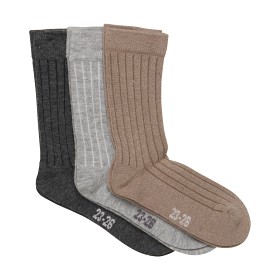 Bild på MINYMO Ullstrumpor i 3-Pack (Mörkgrå/Ljusgrå/Beige)