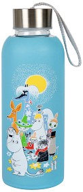 Bild på Mumin Glasflaska med silikon Sommardag (Blå)