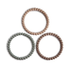 Bild på Mushie Bitringar 3-pack Pearl (Clary Sage/Tuscany/Desert Sand)