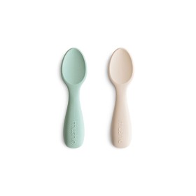 Bild på Mushie Silikonsked 2-pack (Cambridge Blue/ Shifting Sand)
