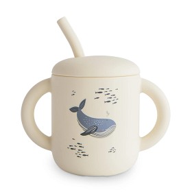 Bild på Mushie Träningsmugg med sugrör (Whales)