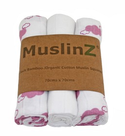 Bild på MuslinZ Muslinfiltar 3-pack Moln (Rosa)