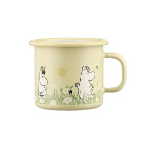 Bild på Muurla Mugg Emalj 2,5 dl Mumin i trädgården (Gul)