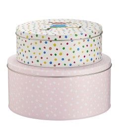 Bild på Muurla Plåtburkar 2-pack Pippi Hoppsansa/Pippi och Lilla Gubben (Vit/Rosa)