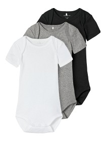 Bild på name it Body Kortärmad 3-pack (Svart/vit/grå)