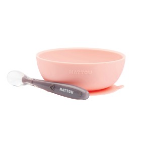 Bild på Nattou Soft Silicone Skål & Sked (Rosa/Lila)