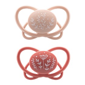 Bild på nip My Butterfly Napp Silikon 2-pack 0-6 mån (Röd/Rosa)