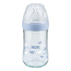 Bild på NUK Nature Sense Nappflaska Glas 240 ml (Blå)