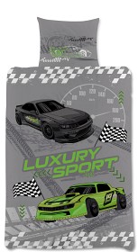 Bild på Påslakanset Racing 150x210 cm (Grå)