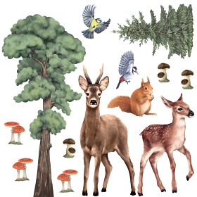 Bild på Pastelowe Wallsticker Forest Animals 