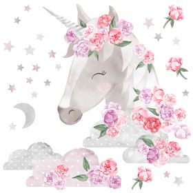Bild på Pastelowe Wallsticker Unicorn (Rosa)