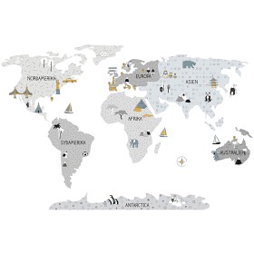 Bild på Pastelowe Wallsticker World Map M (Grå)