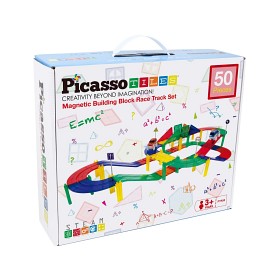 Bild på Picasso Tiles Magnetisk bilbana med två bilar 50 delar