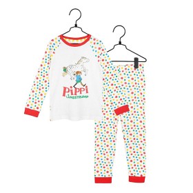Bild på Pippi Långstrump Prickar Tvådelad Pyjamas (Vit)