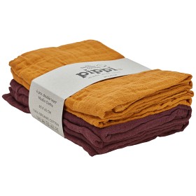 Bild på Pippi Muslin 4-pack (Brun/Gul) 