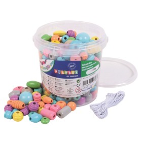 Bild på Playbox Träpärlor i hink (Pastell)