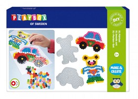 Bild på Playbox Pärlset XL-rörpärlor 600 st (Bil och björn)