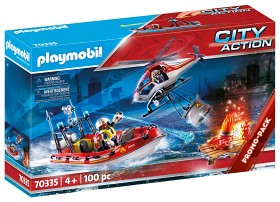 Bild på Playmobil City Action Brandkår med helikopter och båt 70335