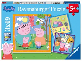 Bild på Ravensburger Greta Gris Pussel Greta Gris familj och vänner (3x49-bitar)
