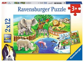 Bild på Ravensburger Pussel Djur på Zoo 2x12-bitar