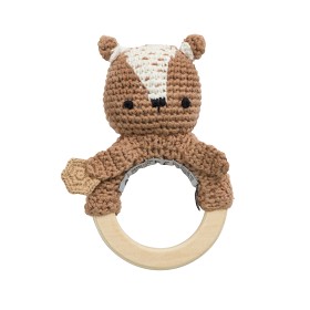 Bild på Sebra Skallra Bitring virkad Milo the bear (Twig Brown)