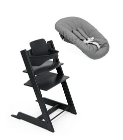 Bild på Stokke Tripp Trapp® Stol och Babyset Black Inkl. Newborn Set (Anthracite)