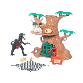 Bild på T-rex set med träd figur och tillbehör
