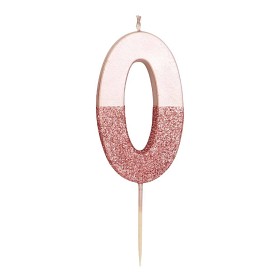 Bild på Talking Tables Glitter Tårtljus 0 (Rose gold)