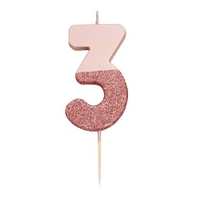 Bild på Talking Tables Glitter Tårtljus 3 (Rose gold)