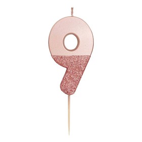 Bild på Talking Tables Glitter Tårtljus 9 (Rose gold)