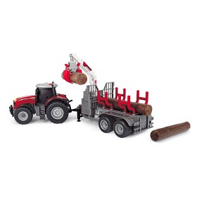 Bild på Traktor med timmersläp Massey Ferguson 8737