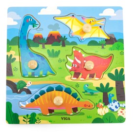 Bild på VIGA Knoppussel Dinosaurier 4-bitar