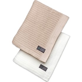 Bild på Vinter & Bloom Soft Grid Eko Gallerfilt 2-pack (Bright White/Golden Sand)